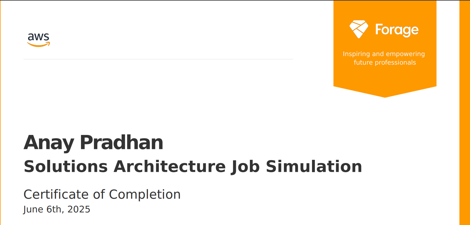 AWS Solutions Architect virtual job simulation